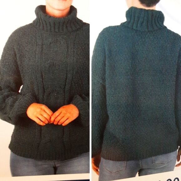 SEVEN7 Chenille Oversize Sweater, Deep Teal, Cable Knit, See Measurements - Picture 1 of 7